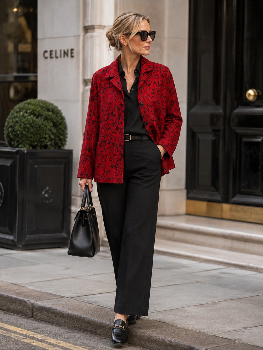 Sag Harbor Red & Black Paisley Patterned Jacket